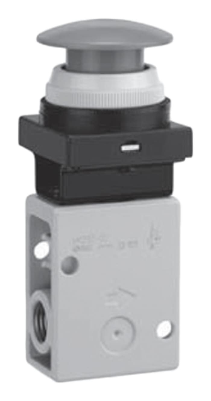 SMC Push Button (Mushroom) Pneumatic Relay Pneumatic Manual Control Valve VM200 Series, R 1/4, 1/4, III B