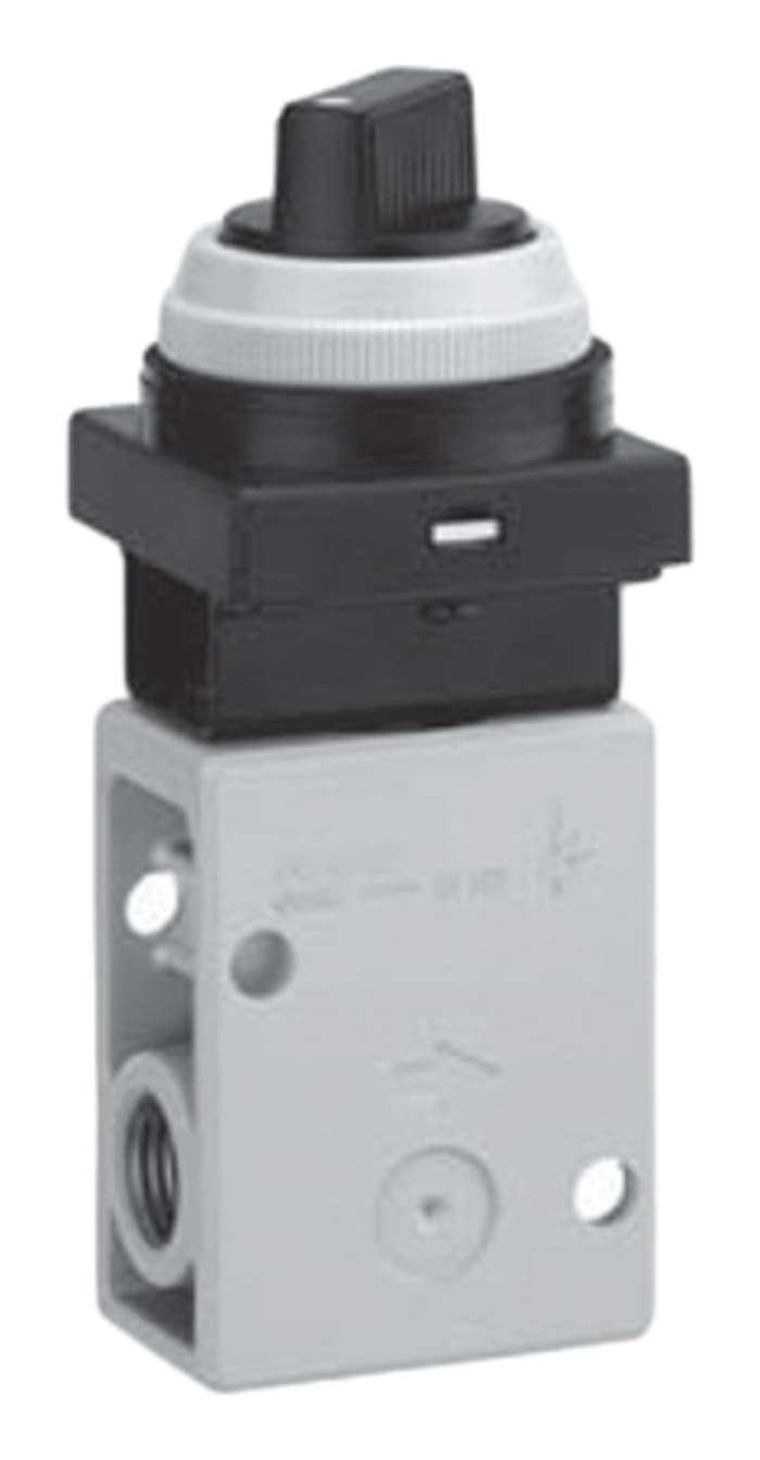 SMC Twist Selector (2 Position) Pneumatic Relay Pneumatic Manual Control Valve VM200 Series, R 1/4, 1/4, III B