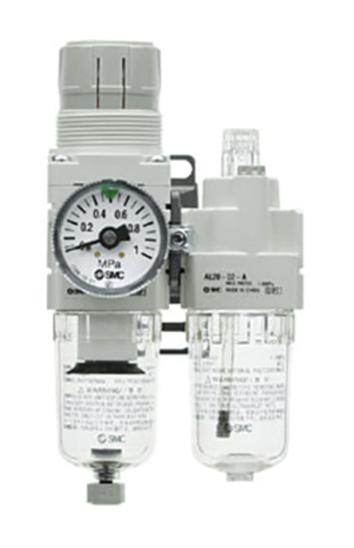 SMC G 1/2 FRL, Automatic Drain, 5μm Filtration Size - Without Pressure Gauge