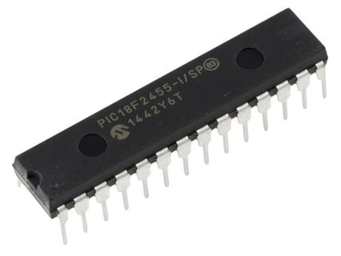 Mikrokontrolér PIC18F2455-I/SP 8bit PIC 48MHz 24 kB, 256 B Flash 2,048 kB RAM USB USB, počet kolíků: 28, SPDIP