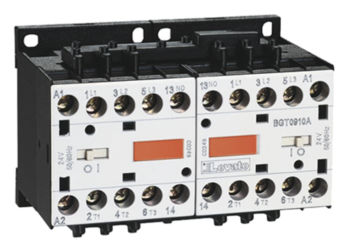 Lovato Orange BG Reversing Contactor, 230 V ac Coil, 3-Pole, 9 A, 4 kW, 3NO + 1NO, 600 V ac