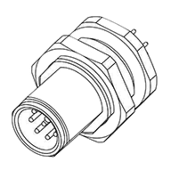 TE Connectivity Connector, 4 Contacts, PCB Mount, Socket, Male, IP68