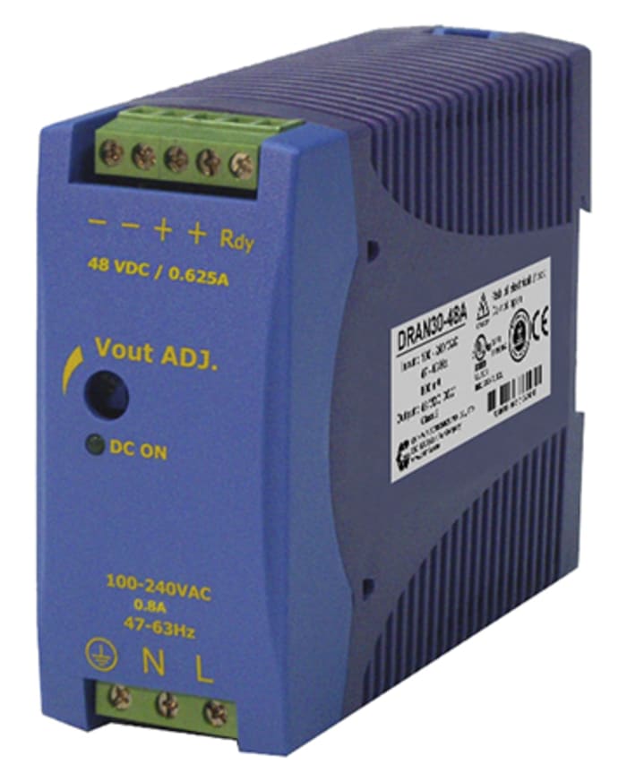 12V dc DRAN30 DIN Ray Güç Kaynağı, 12V dc / 12V dc, 2,5A 1 Çıkışlı 30W