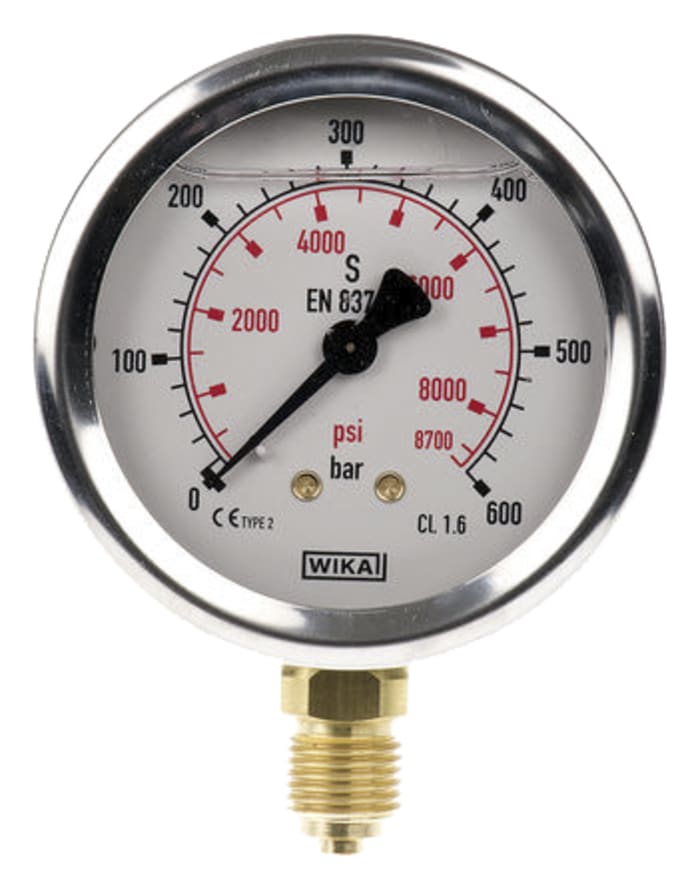 9626977 WIKA WIKA G 1/4 Bottom Entry Pressure Gauge 600bar UKAS