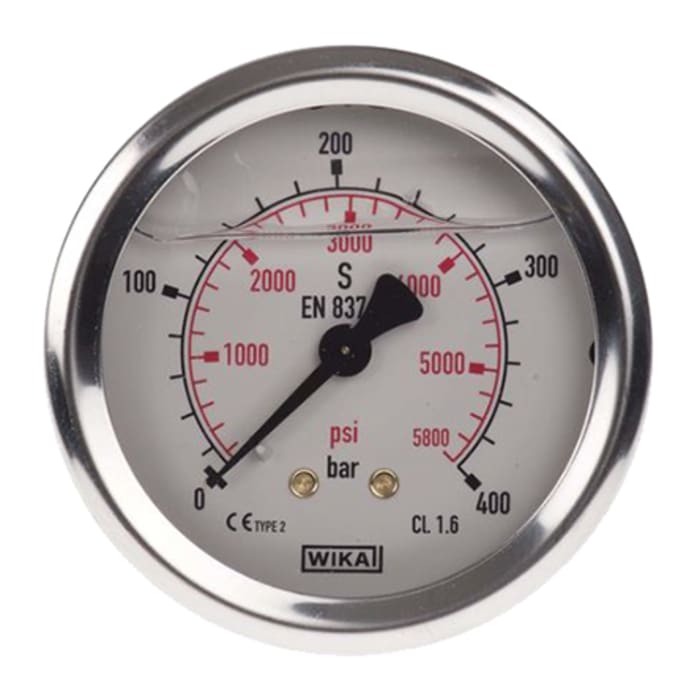 9314203 WIKA WIKA G 1/4 Back Entry Pressure Gauge 400bar UKAS