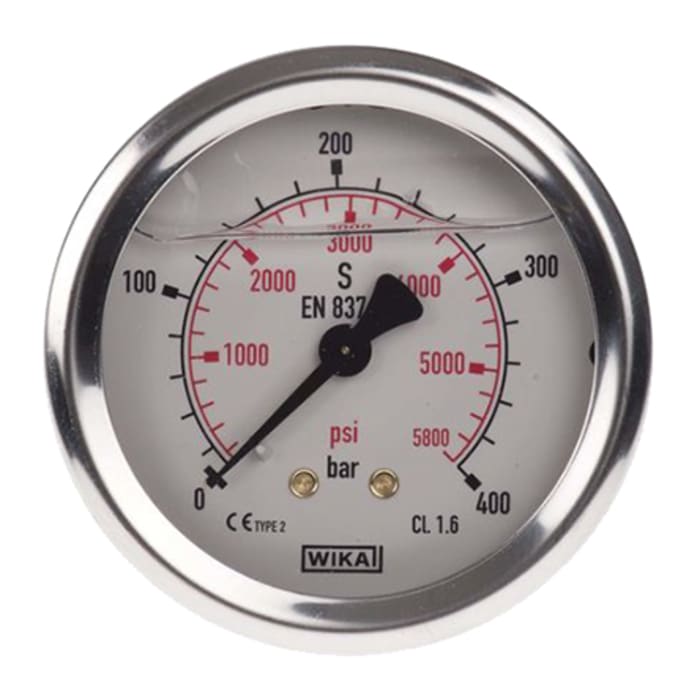 9314203 WIKA | WIKA G 1/4 Back Entry Pressure Gauge 400bar UKAS