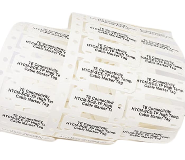 TE Connectivity HTCM-SCE-TP White Cable Labels, 50.8mm Width, 250 Qty
