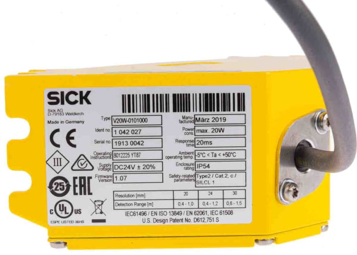 V20W-0101000 SICK | SICK V200 Series Safety Camera, 1 Beam(s), 2.12m ...