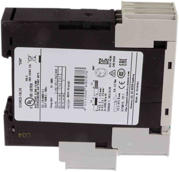 3UG46331AL30 Siemens Siemens Voltage Monitoring Relay, 1 Phase, SPDT