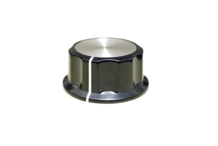 RS PRO 45mm Black Potentiometer Knob for 6.4mm Shaft Splined