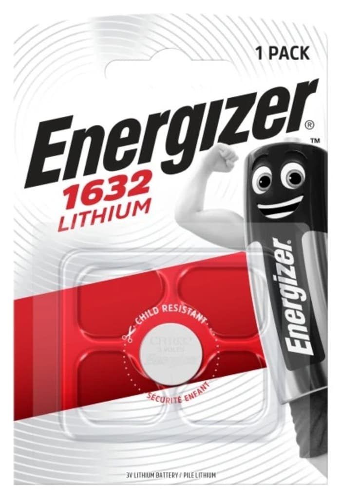 Piles bouton CR1632 Energizer, 3V, 16mm
