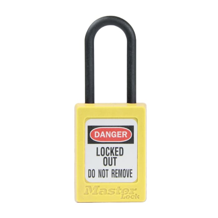 Candado de bloqueo de seguridad Master Lock Amarillo de Termoplástico Zenex Enclavamiento, admite 1 5 mm