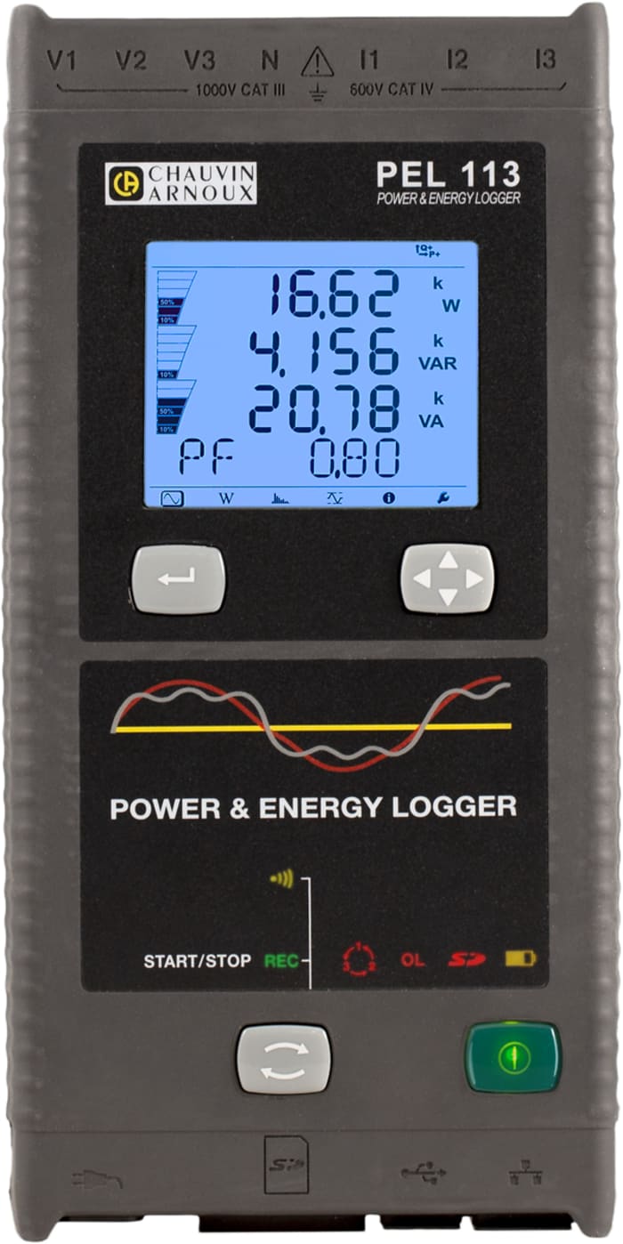 Chauvin Arnoux PEL113 Power & Energy Data Logger, Ethernet, IRD Server, USB, Wifi, 3V / 3I Input Channel(s)