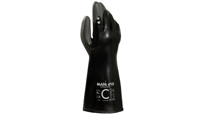 Mapa ULTRANITRIL 410 Black, Yellow Nitrile, PVC Work Gloves, Size 11, Nitrile, Polyvinyl Chloride Coating
