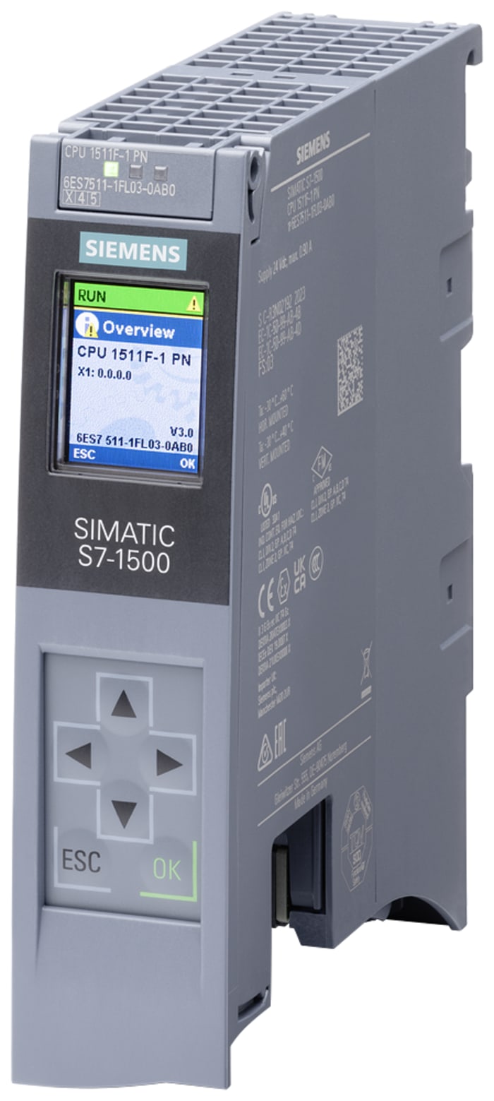 Siemens 6AG1511 Series PLC CPU for Use with SIPLUS S71500, 24 V dc Supply, 20-Input