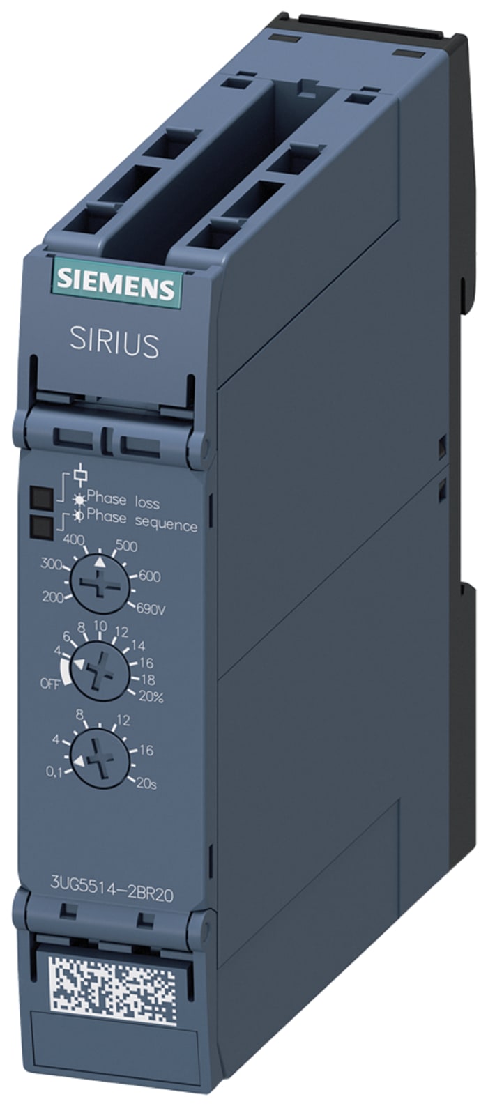 Siemens Phase, Voltage Monitoring Relay, 3 Phase, DPDT, 160 → 760V ac, DIN Rail
