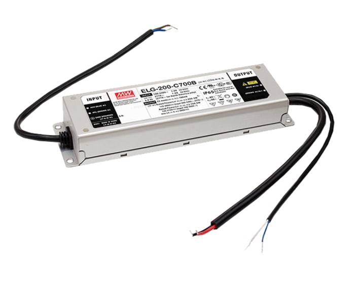 MEAN WELL LED Driver, 286V Output, 200W Output, 700mA Output, Constant Current Dimmable