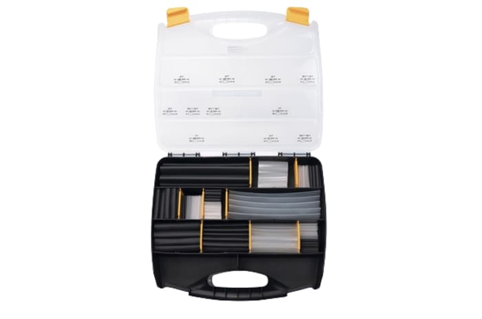 HellermannTyton Adhesive Lined Heat Shrink Tubing, Black, Clear 3 → 24mm Sleeve Dia. x 35 → 200mm Length