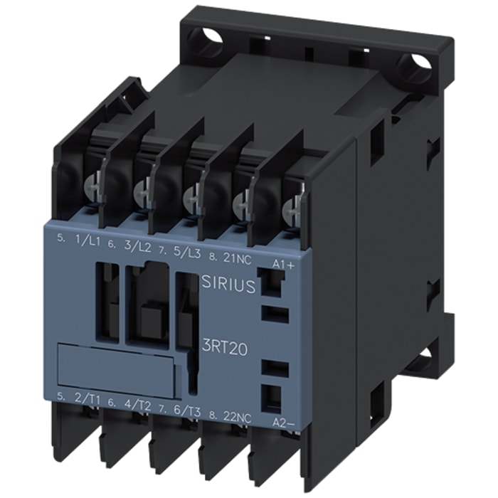 Siemens SIRIUS 3RT2 Contactor, 24 V Coil, 3-Pole, 12 A, 5.5 kW, 1NC, 690 V
