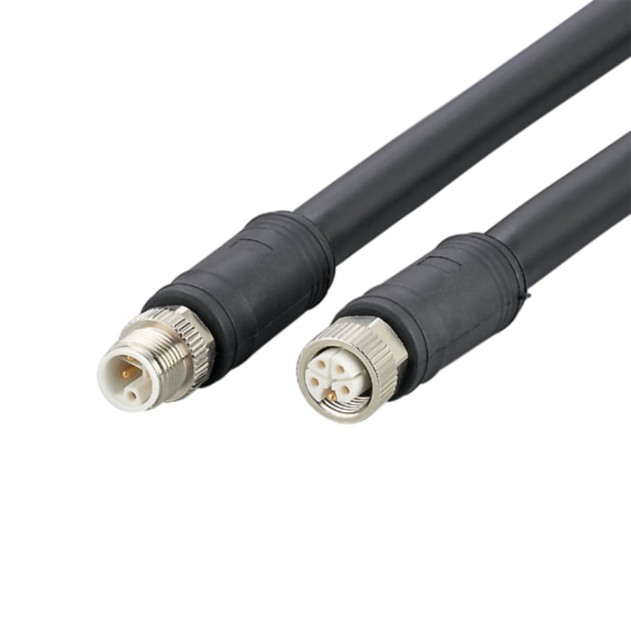 ifm electronic, 500 mm 5 Core Power Cable, Black Polyurethane 90 °C
