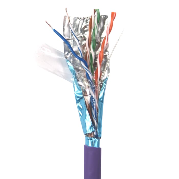 RS PRO, 305 m Cat6 Ethernet Cable, Purple Straight, Unterminated to, Shielded Low Smoke Zero Halogen Sheath