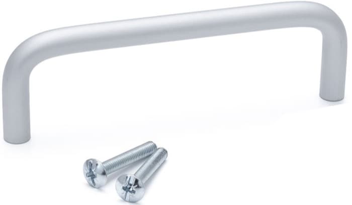 Tirador RS PRO de Aluminio Plata, 108mm x 34 mm x 8mm, fijaciones ocultas, distancia entre ejes 100mm