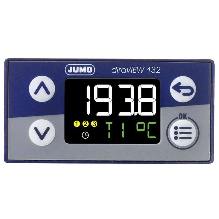 Jumo 701510 Panel Mount Digital Indicator, 22 x 89mm 3 Input Relay, 110 → 240 V ac Supply Voltage Controller