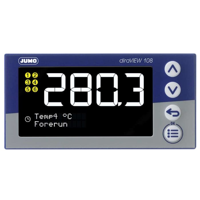 Jumo 701513 Panel Mount Digital Indicator, 22 x 89mm 3 Input Relay, 20 → 30 V dc Supply Voltage Controller