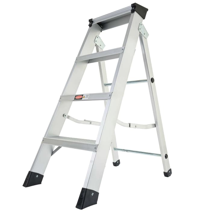 RS PRO Aluminium 4 steps Step Ladder, 1.97 m open length