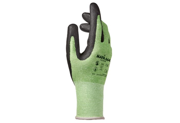 Mapa ULTRANE 664 Green Nitrile Foam Work Gloves, Size 10, Nitrile Foam Coating