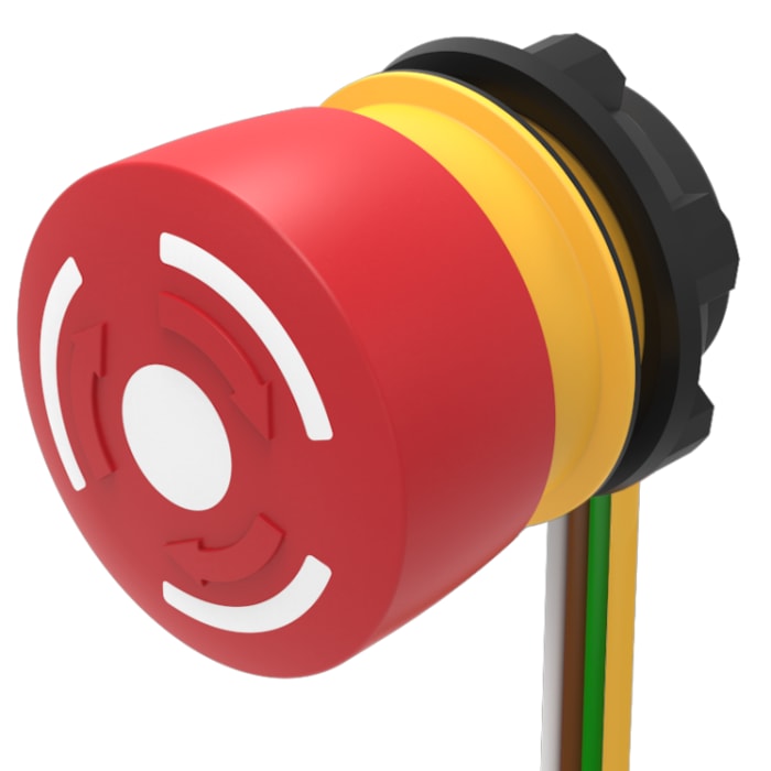 EAO Twist Release Emergency Stop Push Button, Panel Mount, 22.3mm Cutout, DPST, IP65, IP66, IP67