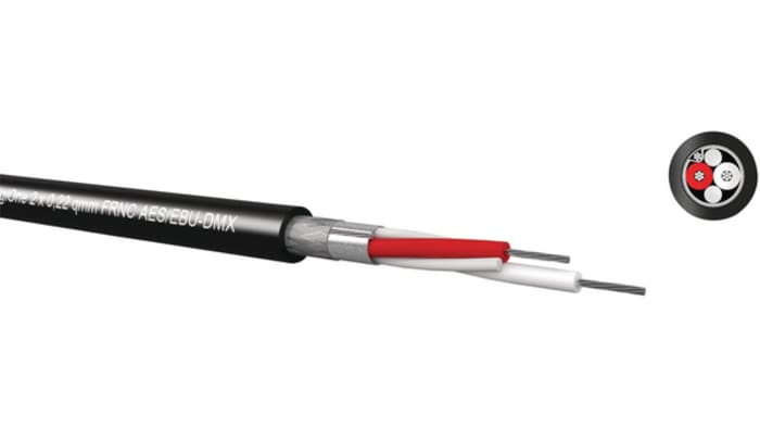 KabeltronikDIGIONE Series 2 Core Audio Cable, 0.22 mm² CSA, 5.2mm od, 100m, Black