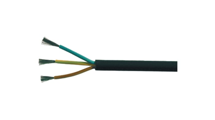 Kabeltronik H07RN-F, Video Cable, 100m 3 Core, Black Rubber Electrical Cable +60°C