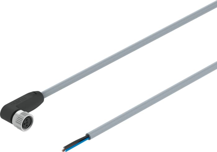 Festo Right Angle Female 3 way M8 to Straight 3 way Actuator/Sensor Cable, 5m