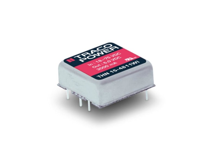 TRACOPOWER THN 15WI DC-DC Converter, 5V dc/ 3A Output, 18 → 75 V dc Input, 15W, PCB Mount, +85°C Max Temp -40°C