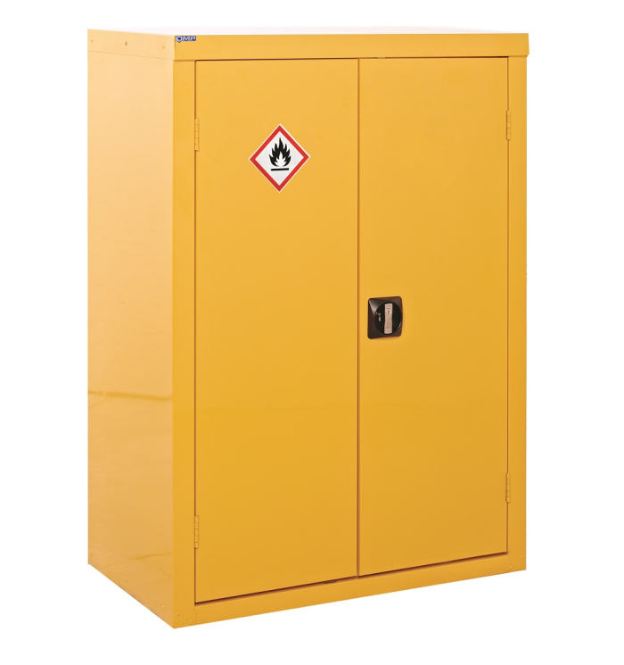 RS PRO Yellow Steel Lockable 2 Door Hazardous Substance Cabinet, 1200mm x 900mm x 460mm
