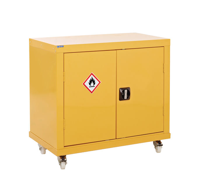 RS PRO Yellow Steel Lockable 2 Door Hazardous Substance Cabinet, 840mm x 900mm x 460mm