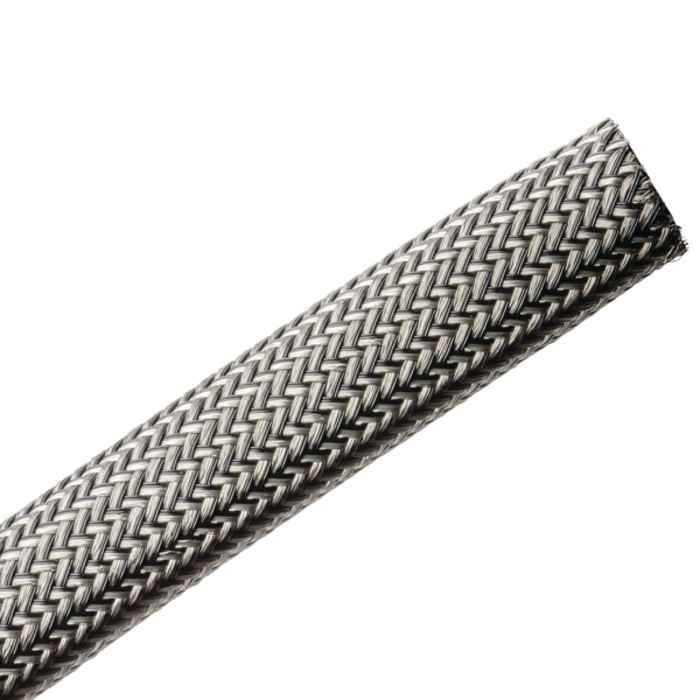 HellermannTyton Expandable Braided PET, Tin Plated Copper Black, Grey Cable Sleeve, 10mm Diameter, 50m Length,