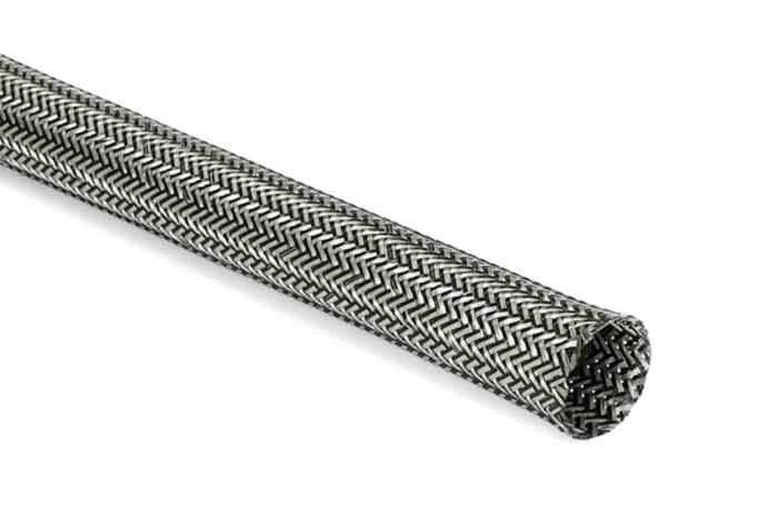 HellermannTyton Expandable Braided PET, Tin Plated Copper Black, Grey Cable Sleeve, 6mm Diameter, 100m Length,