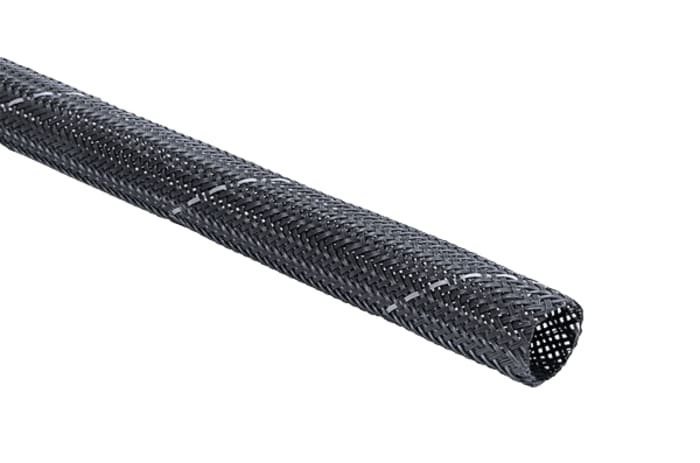 HellermannTyton Expandable Braided PBT Black Cable Sleeve, 6mm Diameter, 100m Length, Helagaine Series
