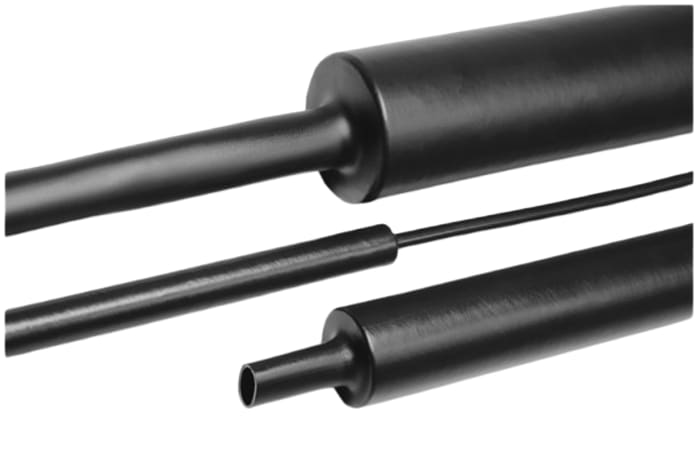 HellermannTyton Halogen Free Heat Shrink Tubing, Black 75mm Sleeve Dia. x 1m Length 4:1 Ratio, MU47 Series