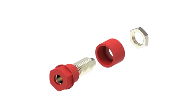 RND Red Female Banana Socket, 4 mm Connector, Solder Termination, 36A, 60V dc