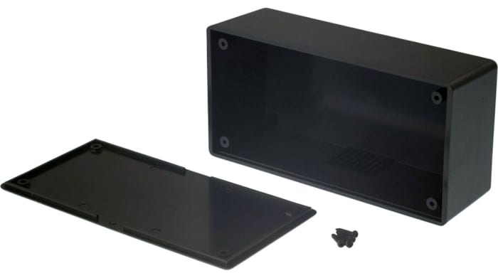 RND RND 455 Series Black ABS General Purpose Enclosure, Black Lid, 129x64x44mm