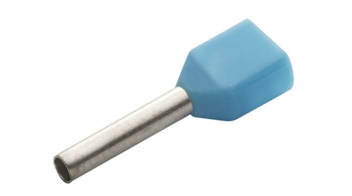 RND, RND 465 Insulated Bootlace Ferrule, 14mm Pin Length, 8.3mm Pin Diameter, Blue