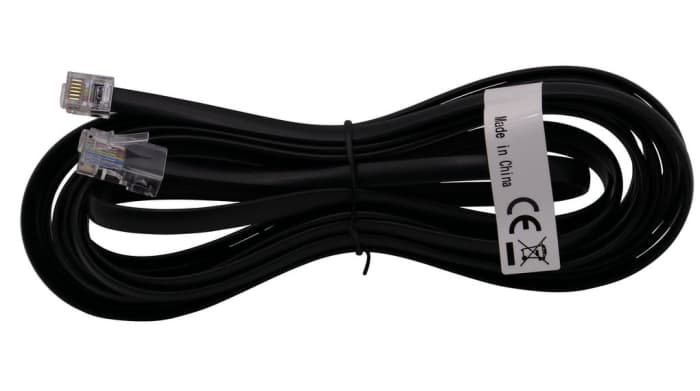 RND Male RJ12 to Male RJ45 Telephone Cable, Black Sheath, 2m