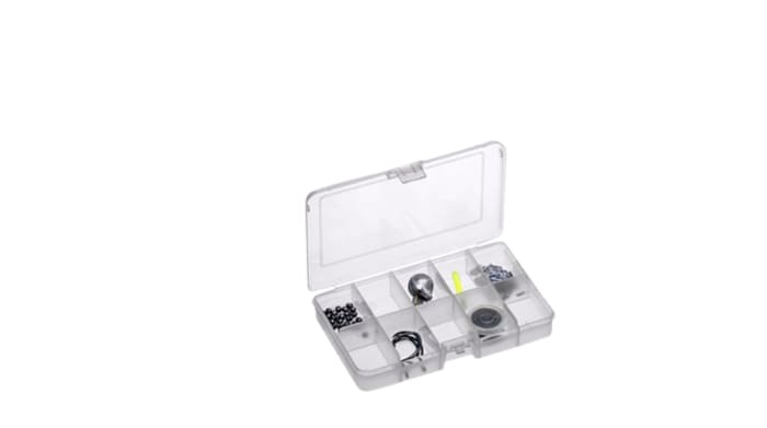 Caja organizadora RND de 10 compartimentos de Polipropileno Transparente, 165mm x 112mm x 31mm