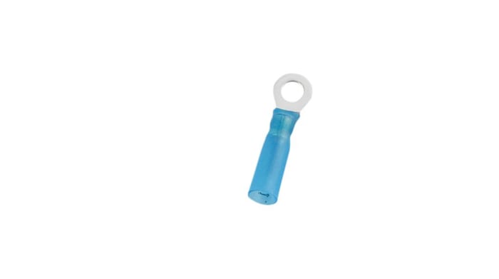RND, RND 465 Insulated Ring Terminal, 1/4 Stud Size, Blue