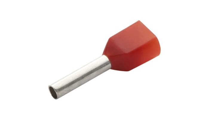 RND, RND 465 Insulated Bootlace Ferrule, 8mm Pin Length, 2.05mm Pin Diameter, Red