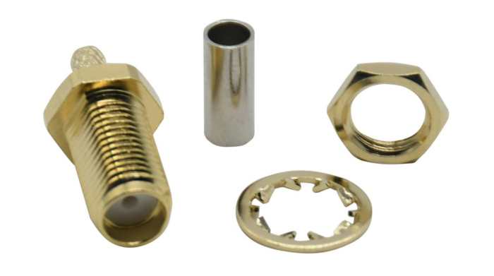 Conector coaxial RND RND 205-01511, Conector hembra, Recto, Montaje en Panel, Terminación de Crimpado