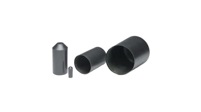 RND Adhesive Lined End Cap, Black 75 → 31mm Sleeve Dia. x 145mm Length 2.3:1 Ratio, RND 465 Series